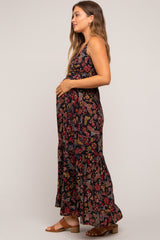 Black Floral Cutout Sleeveless Maternity Maxi Dress