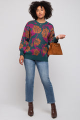 Emerald Green Floral Print Sweater