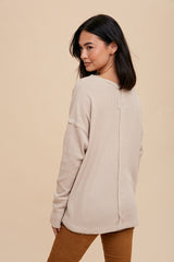 Beige Waffle Knit Henley Top