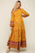Gold Floral Smocked Tiered Maternity Maxi Dress