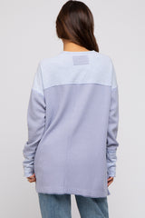 Lavender Colorblock Waffle Knit Henley Maternity Top