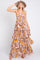 Gold Floral Flounce Tier Maxi Dress