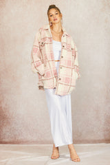 Pink Plaid Sherpa Jacket