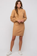 Camel Chunky Knit Sweater Dress