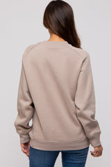 Taupe Pullover Maternity Terry Crewneck