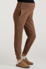 Brown Soft Knit Maternity Joggers