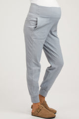 Light Blue Soft Knit Maternity Joggers