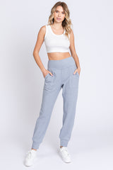 Light Blue Soft Knit Maternity Joggers