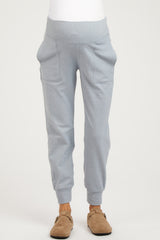 Light Blue Soft Knit Maternity Joggers