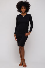 Black Long Sleeve Maternity Nursing Dress