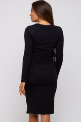 Black Long Sleeve Maternity Nursing Dress