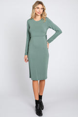 Sage Long Sleeve Nursing Dress