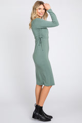 Sage Long Sleeve Nursing Dress