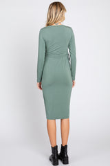 Sage Long Sleeve Nursing Dress