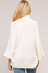 Ivory Brushed Turtleneck Wide 3/4 Sleeve Maternity Sweater