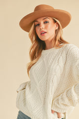 White Cable Knit Sweater