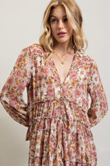 Dusty Rose Bohemian Floral High Low Maxi Dress