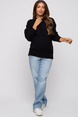 Black Basic Chunky Knit Maternity Sweater