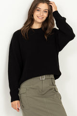 Black Basic Chunky Knit Maternity Sweater