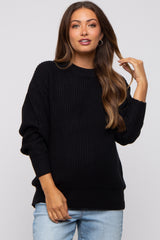 Black Basic Chunky Knit Maternity Sweater