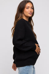 Black Basic Chunky Knit Maternity Sweater