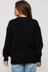 Black Basic Chunky Knit Maternity Sweater