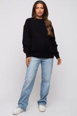 Black Basic Chunky Knit Maternity Sweater