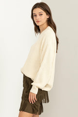 Ivory Basic Chunky Knit Sweater