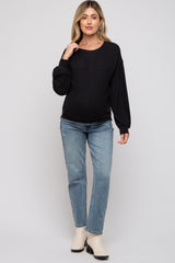 Black Soft Knit Maternity Pullover Top