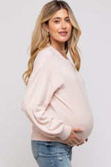 Light Pink Soft Knit Maternity Pullover Top