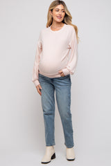 Light Pink Soft Knit Maternity Pullover Top