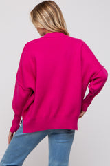 Magenta Knit Mock Neck Maternity Sweater