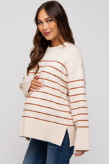 Ivory Striped Maternity Sweater