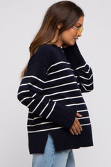 Navy Blue Striped Maternity Sweater