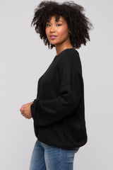 Black Basic Drop Shoulder Sweater