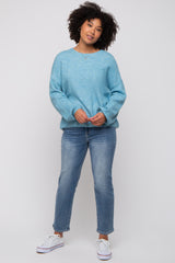 Blue Basic Drop Shoulder Sweater