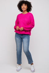 Fuchsia Basic Drop Shoulder Sweater