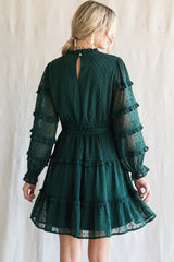 Hunter Green Swiss Dot Frilled Layer Dress