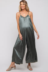 Olive Pleated Wide Leg Sleeveless Maternity Jumpsuit