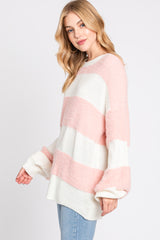 Pink Striped Brushed Sweater