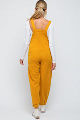 Yellow Front Pocket Knit Maternity Overalls