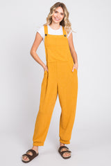 Yellow Front Pocket Knit Maternity Overalls