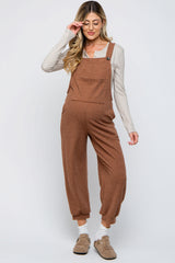 Mocha Front Pocket Knit Maternity Overalls