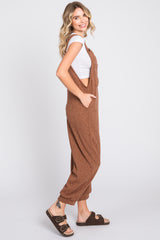 Mocha Front Pocket Knit Overalls