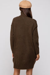 Olive Turtleneck Maternity Sweater Mini Dress