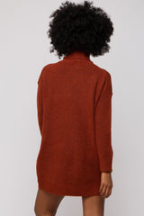 Rust Turtleneck Sweater Mini Dress