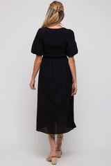 Black Square Neck Maternity Midi Dress