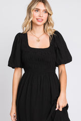 Black Square Neck Midi Dress