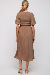 Mocha Square Neck Maternity Midi Dress