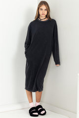 Black Oversized Sweatshirt Midi Dress